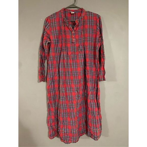 Moon Beams Other - Moon Beams Red Plaid Cotton Long Sleeve Nightgown Dress Size Medium